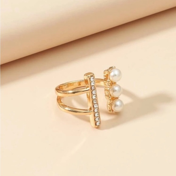 GOLD PEARL CUFF RING - Picture 4 of 4